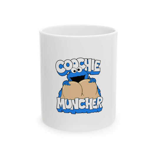 Funny Ceramic Mug - "Coochie Muncher" Design for Adults