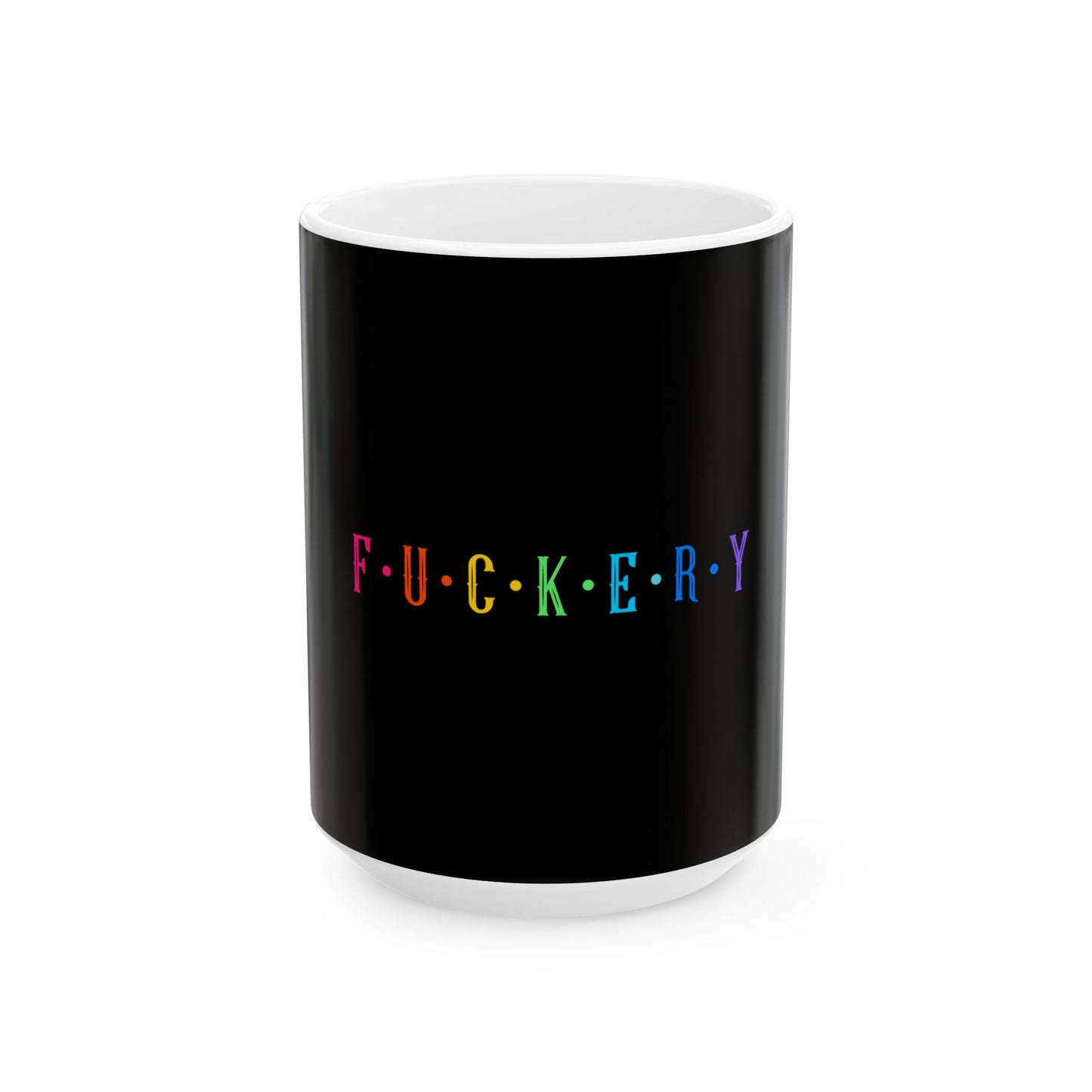 Rainbow Lettered Ceramic Mug - 11oz & 15oz, Fun Gift for Coffee Lovers