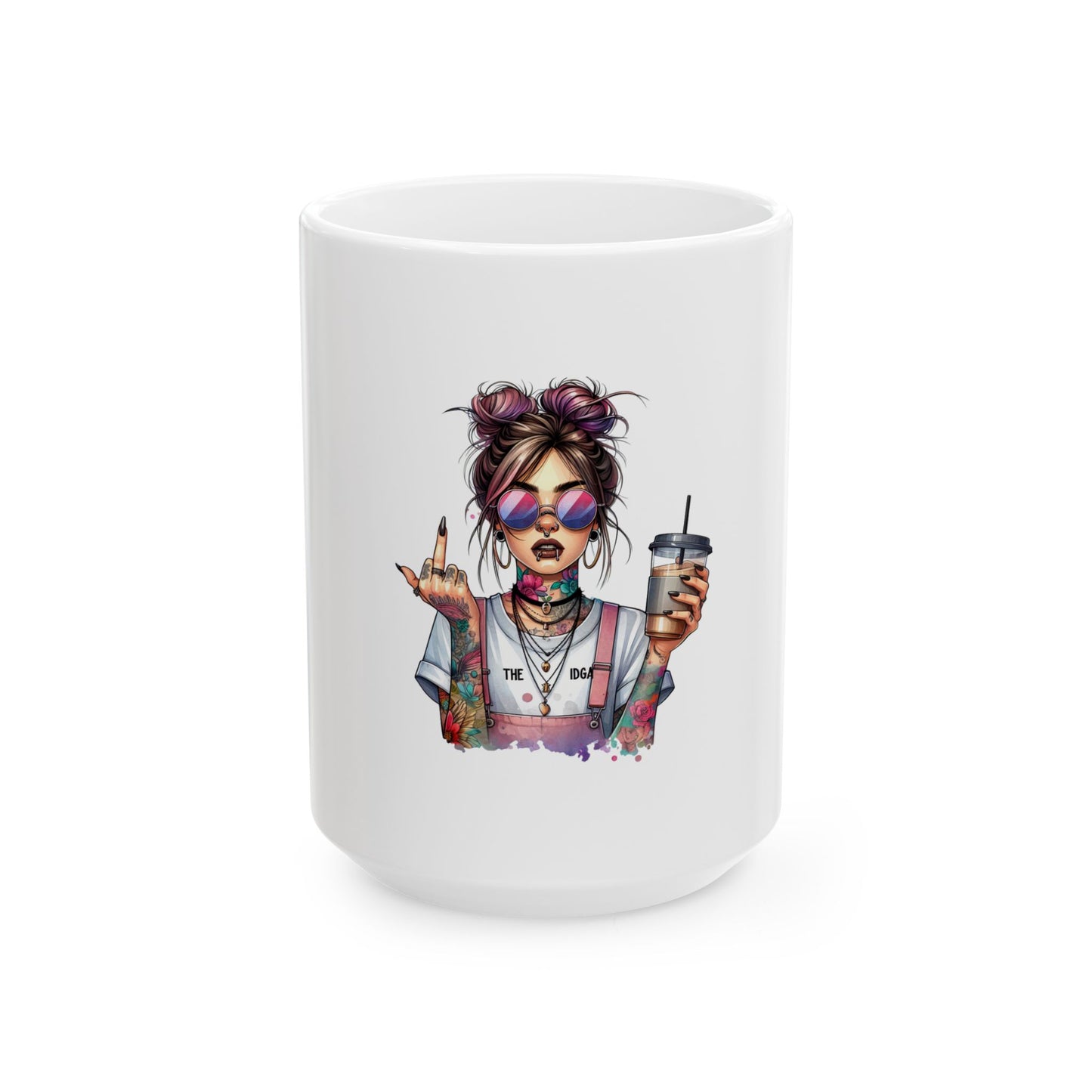 Trendy Tattooed Girl Ceramic Mug - 11oz & 15oz Coffee Cup for Bold Statement Lovers