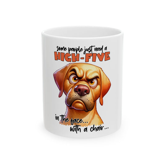 Funny Dog High-Five Ceramic Mug - 11oz & 15oz